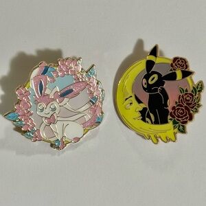 Cute Pokemon Sylveon + Umbreon Enamel Pin Bundle Brooch Set